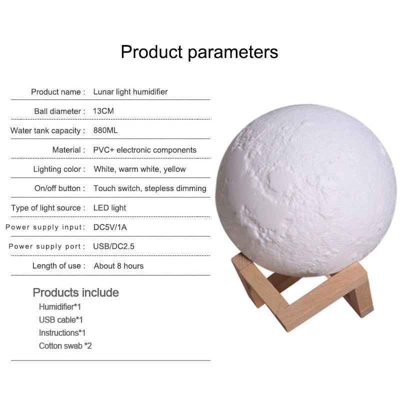 Air Humidifier Purifier Moon Lamp