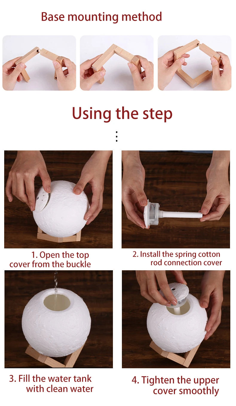 Air Humidifier Purifier Moon Lamp