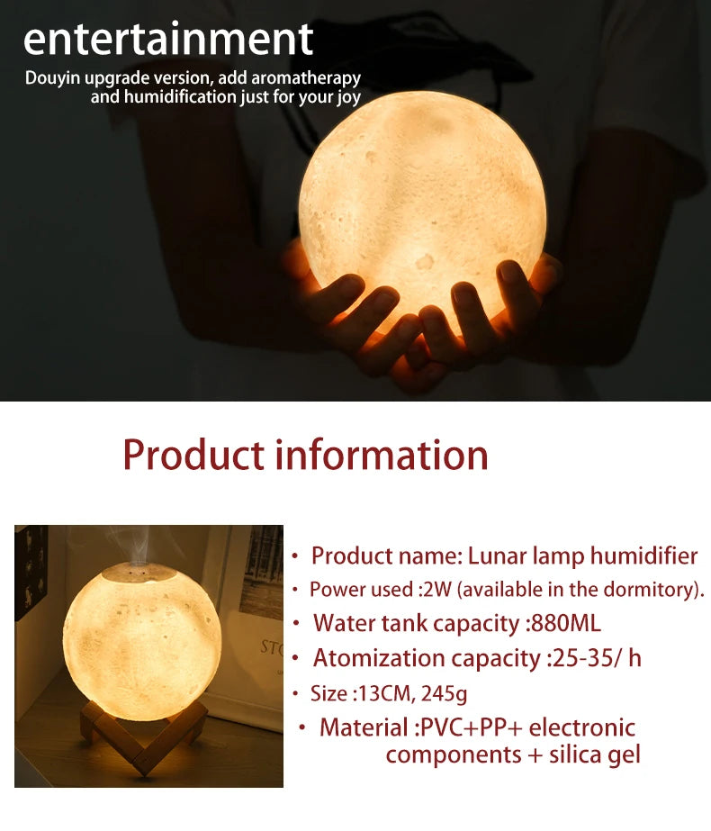 Air Humidifier Purifier Moon Lamp