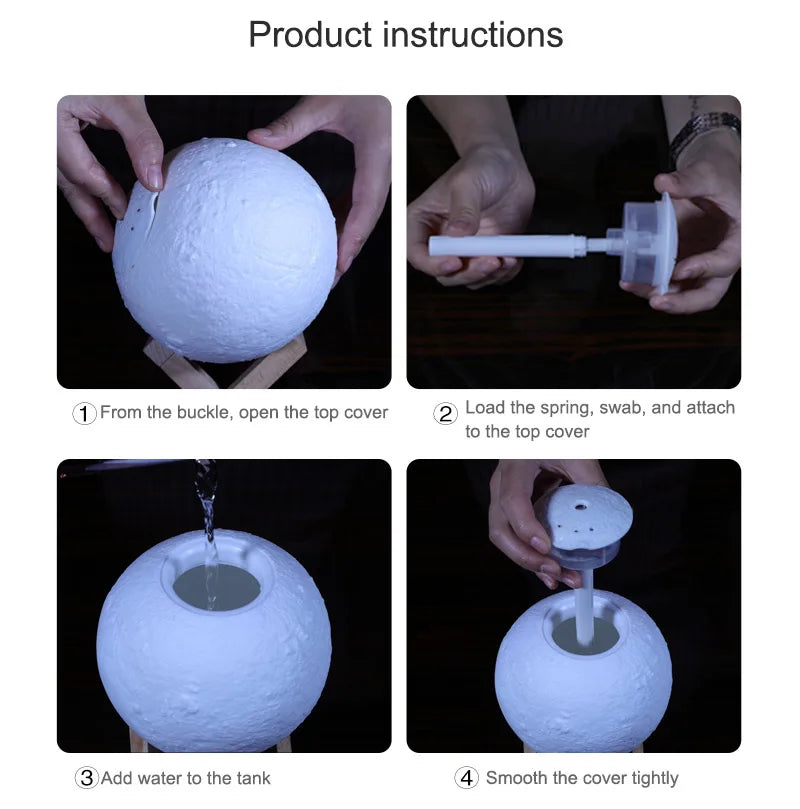 Air Humidifier Purifier Moon Lamp