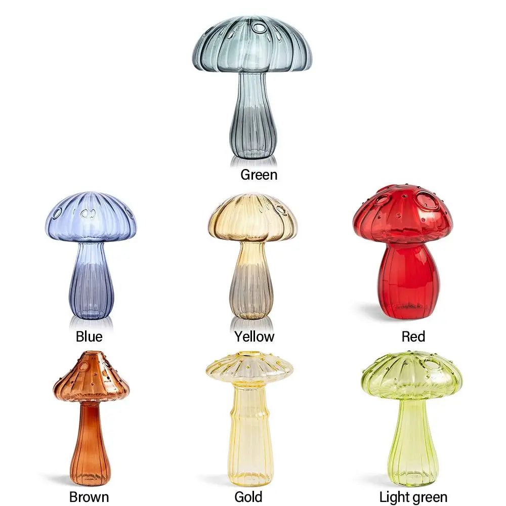 Mushroom Shaped Flower Vase Transparent Glass Vase Plant Hydroponic Aromatherapy Bottle Desktop Decoration Ornament
