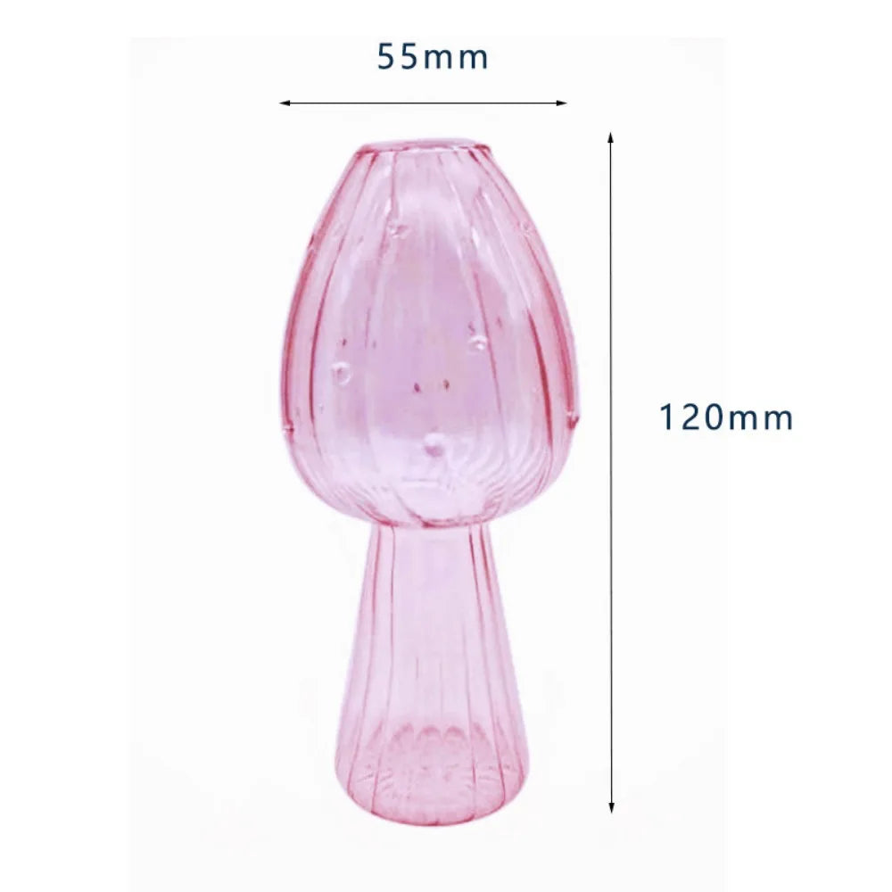 Mushroom Shaped Flower Vase Transparent Glass Vase Plant Hydroponic Aromatherapy Bottle Desktop Decoration Ornament