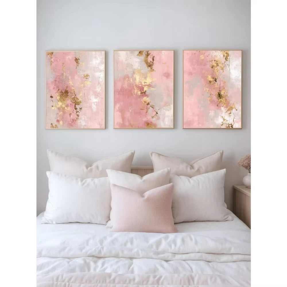 Frameless Pink Gold Abstract Wall