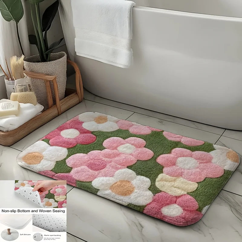 Vibrant Floral Bath Mat