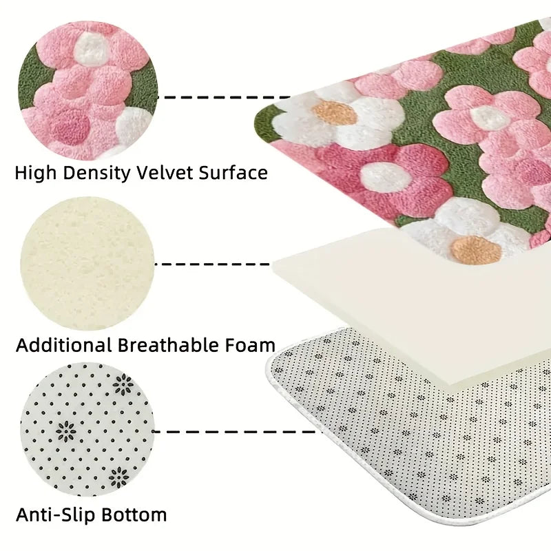 Vibrant Floral Bath Mat