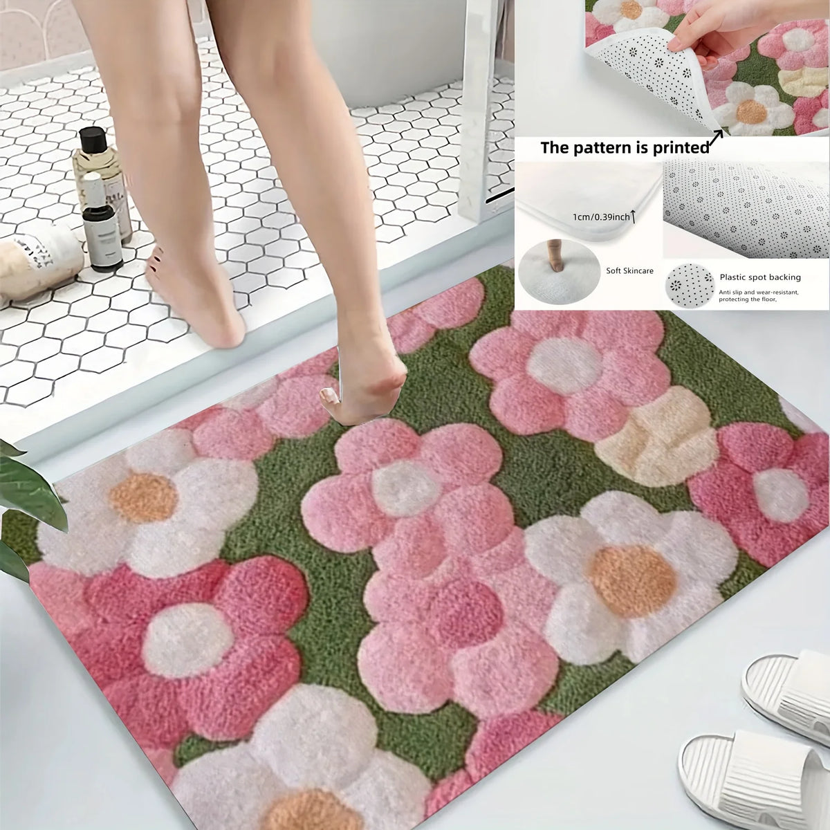 Vibrant Floral Bath Mat