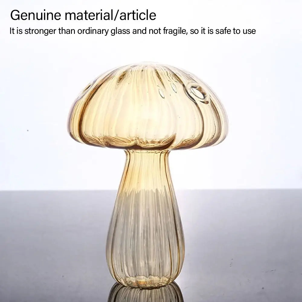 Mushroom Shaped Flower Vase Transparent Glass Vase Plant Hydroponic Aromatherapy Bottle Desktop Decoration Ornament