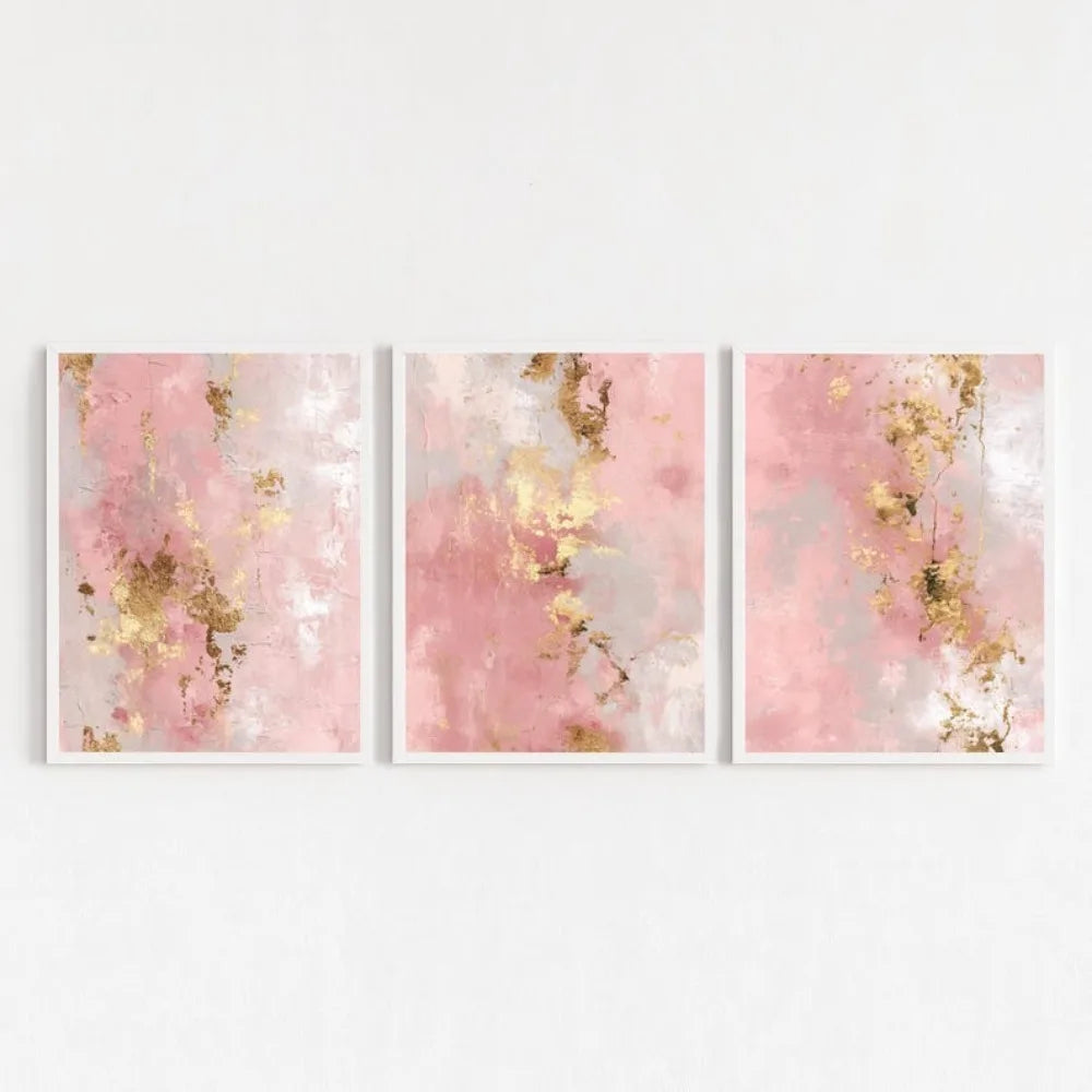 Frameless Pink Gold Abstract Wall