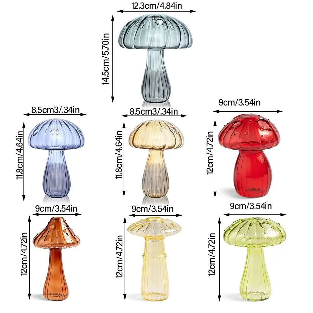 Mushroom Shaped Flower Vase Transparent Glass Vase Plant Hydroponic Aromatherapy Bottle Desktop Decoration Ornament