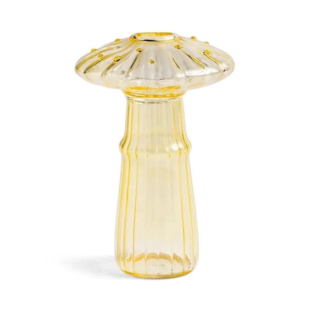 Mushroom Shaped Flower Vase Transparent Glass Vase Plant Hydroponic Aromatherapy Bottle Desktop Decoration Ornament