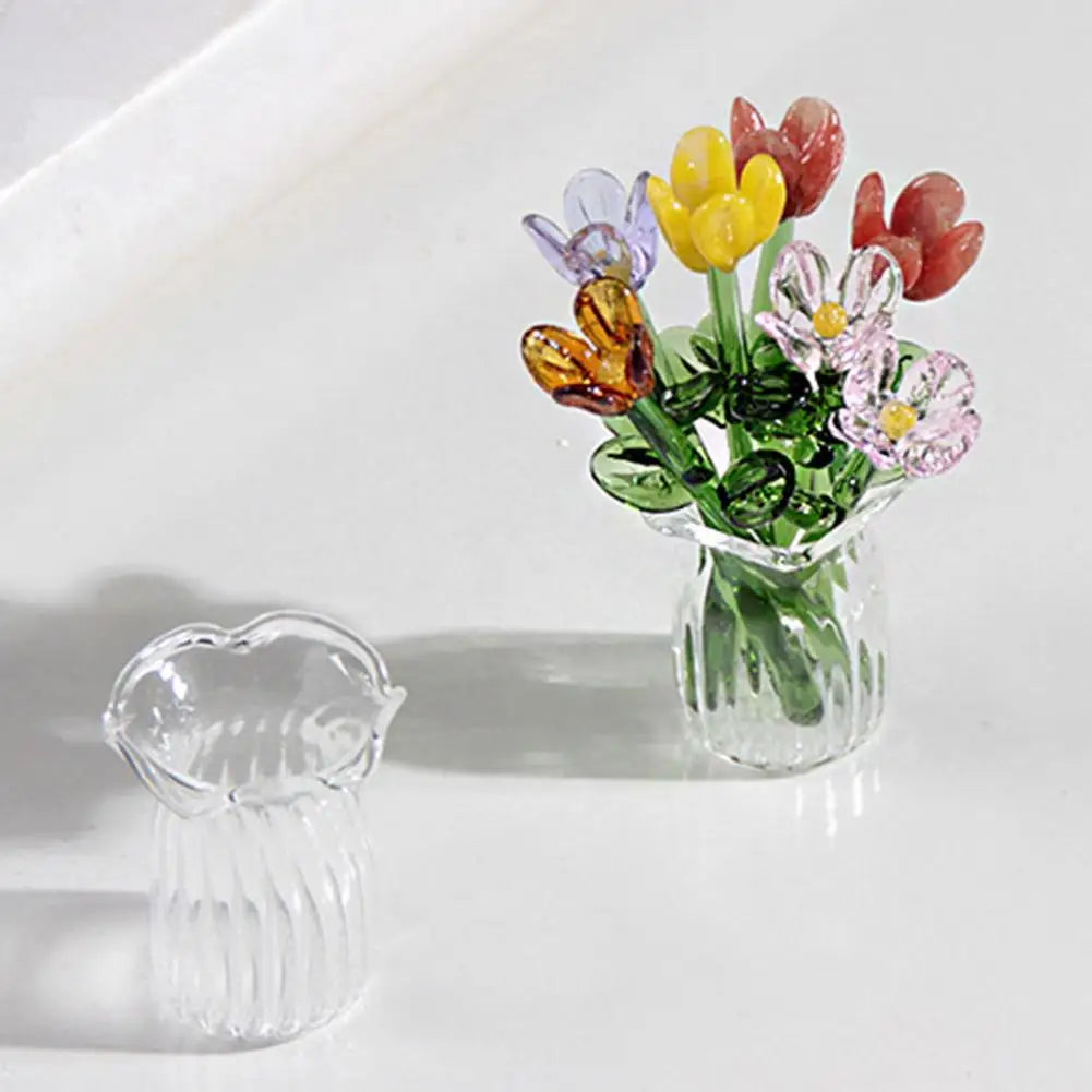 Glass Flower Bouquet with Vase