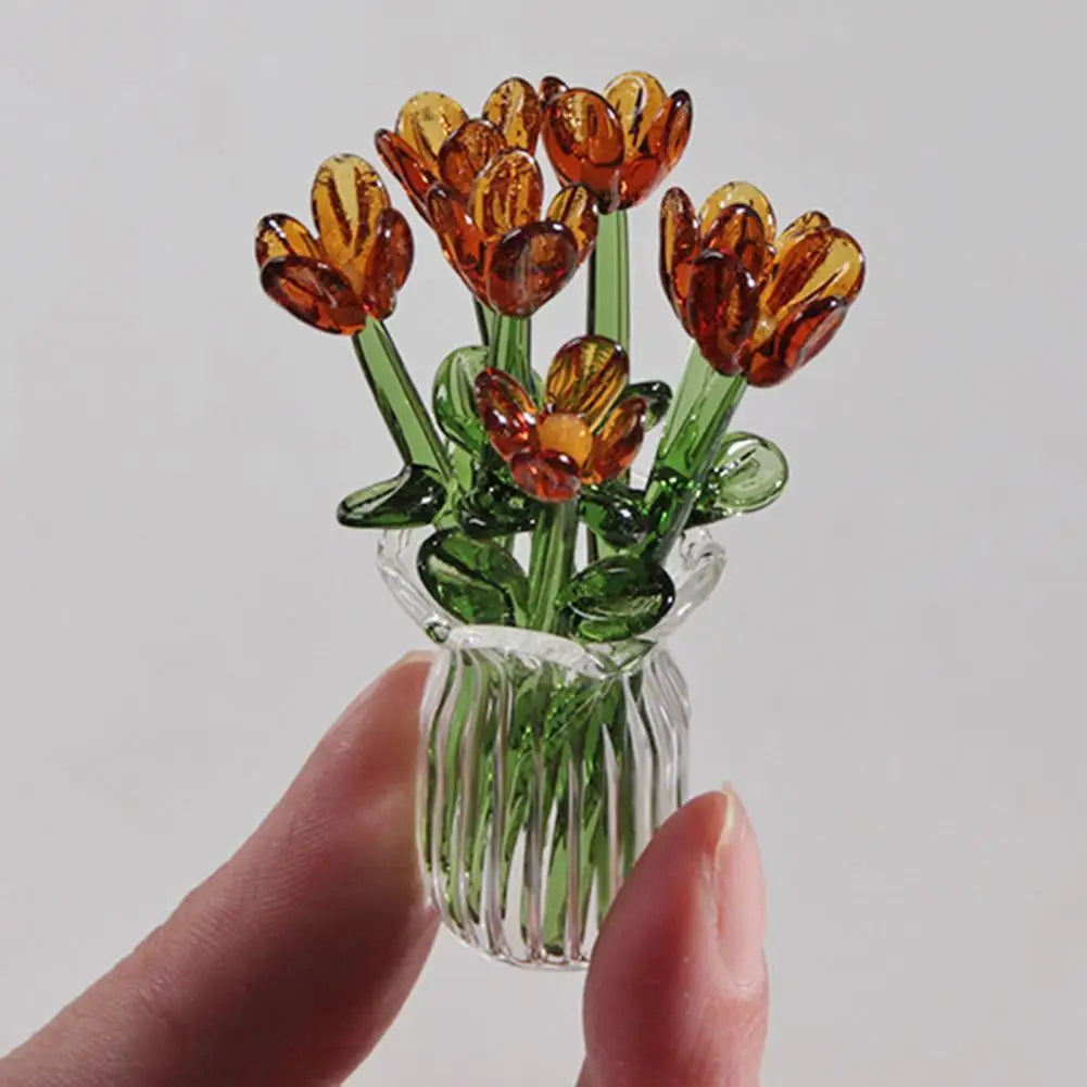 Glass Flower Bouquet with Vase