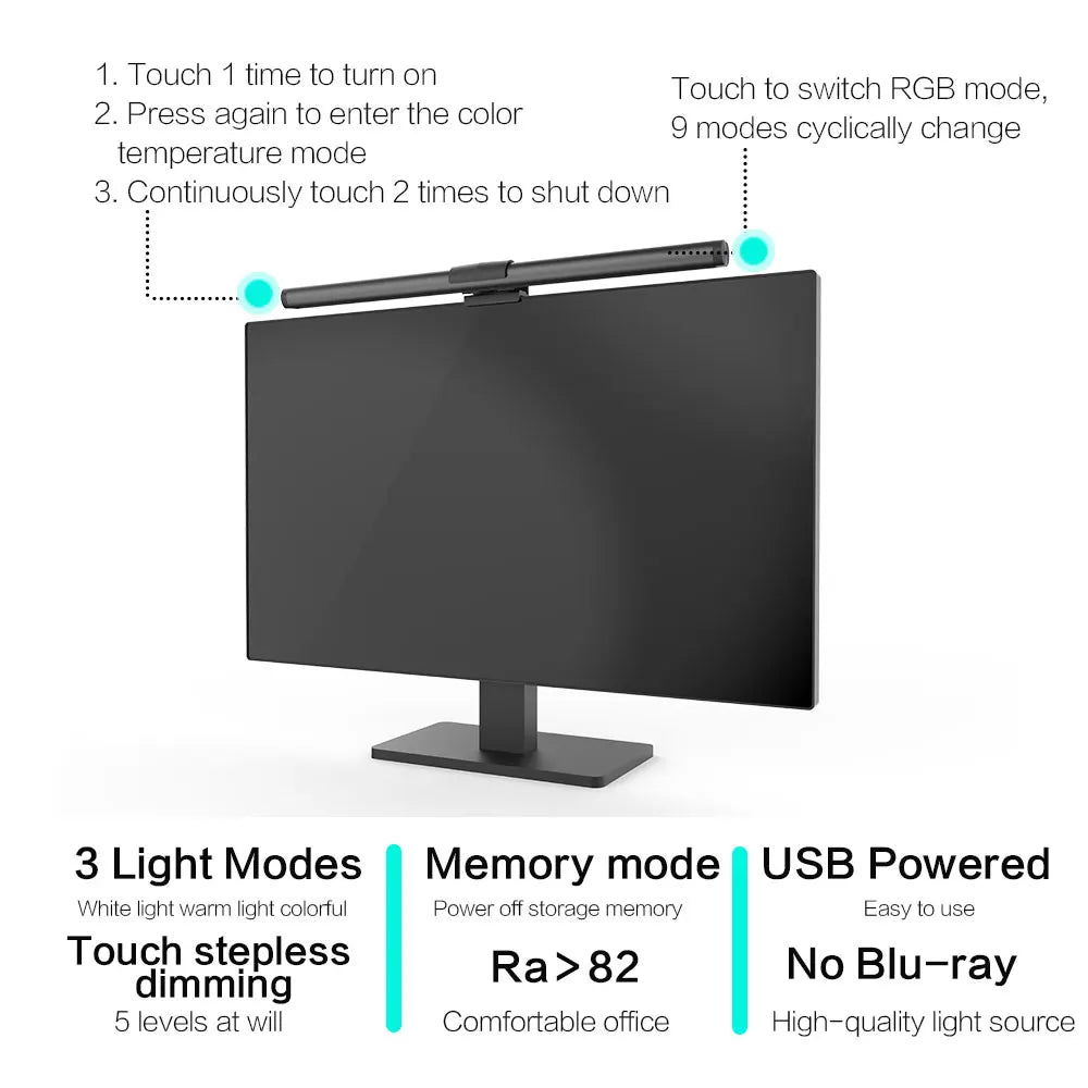 RGB Light LED Monitor Light Bar Computer Screen Hanging Lights Atmosphere Table Lamp Reading Night Lights Gaming Dimming Lights
